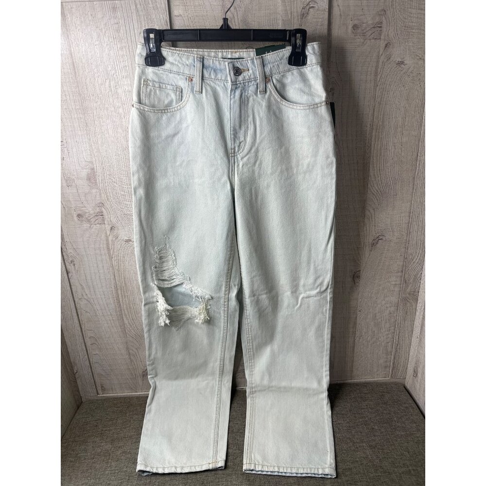 Wild Fable Relaxed Straight Jeans 0/30" High Rise Distressed Light Wash Denim